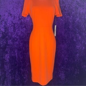 Calvin Klein Vibrant Orange Midi Dress
